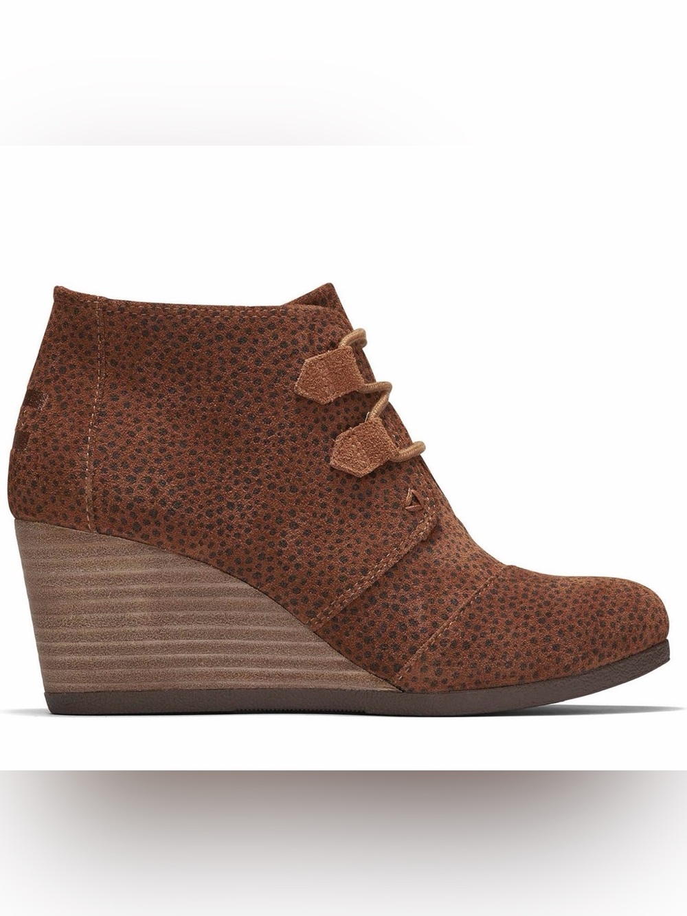 NWT TOMS Tan Cheetah Suede Wedge Ortholite Ankle Booties 7.5 InBox - Picture 2 of 8